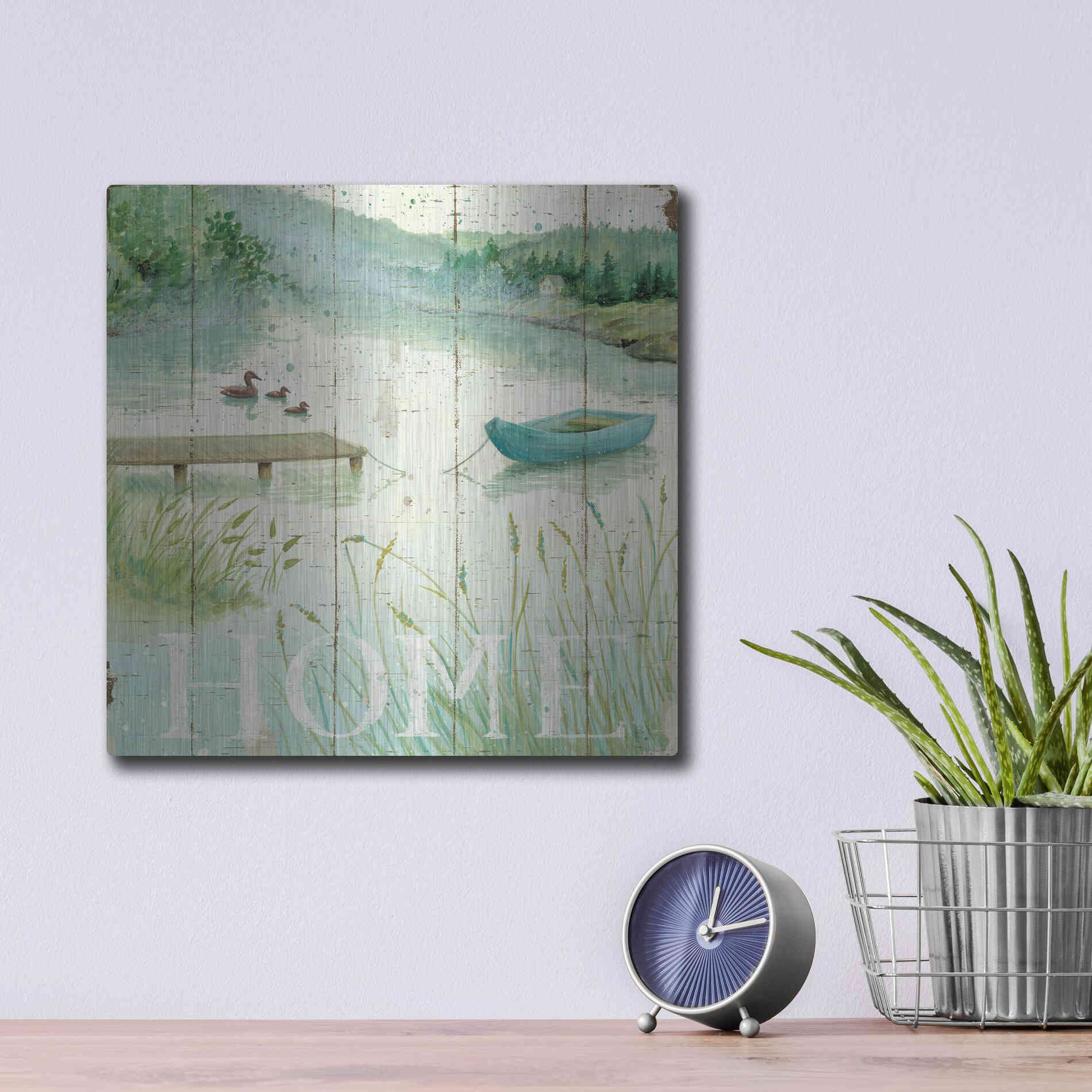 Luxe Metal Art 'Lakeside I' by Daphne Brissonet, Metal Wall Art,12x12