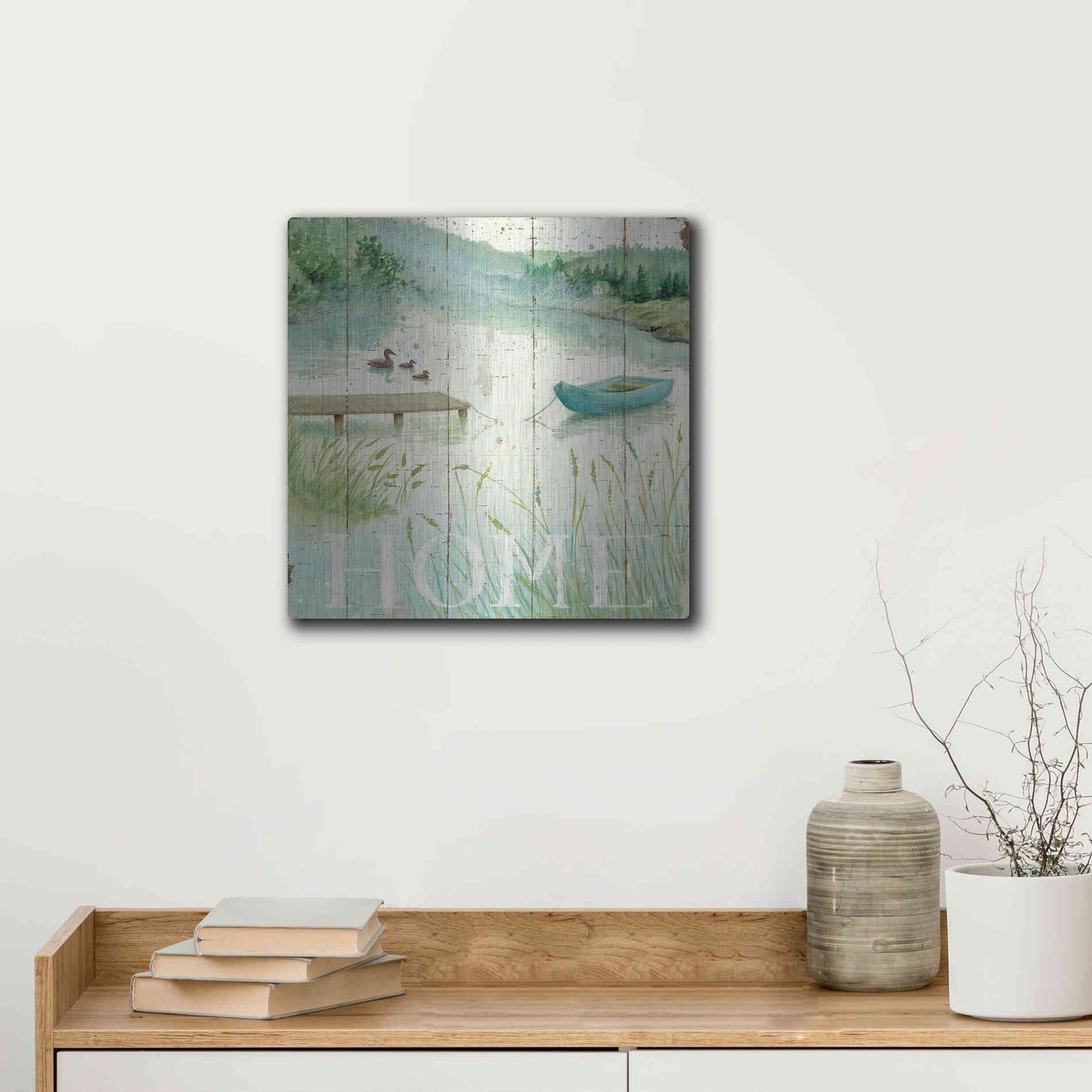Luxe Metal Art 'Lakeside I' by Daphne Brissonet, Metal Wall Art,12x12