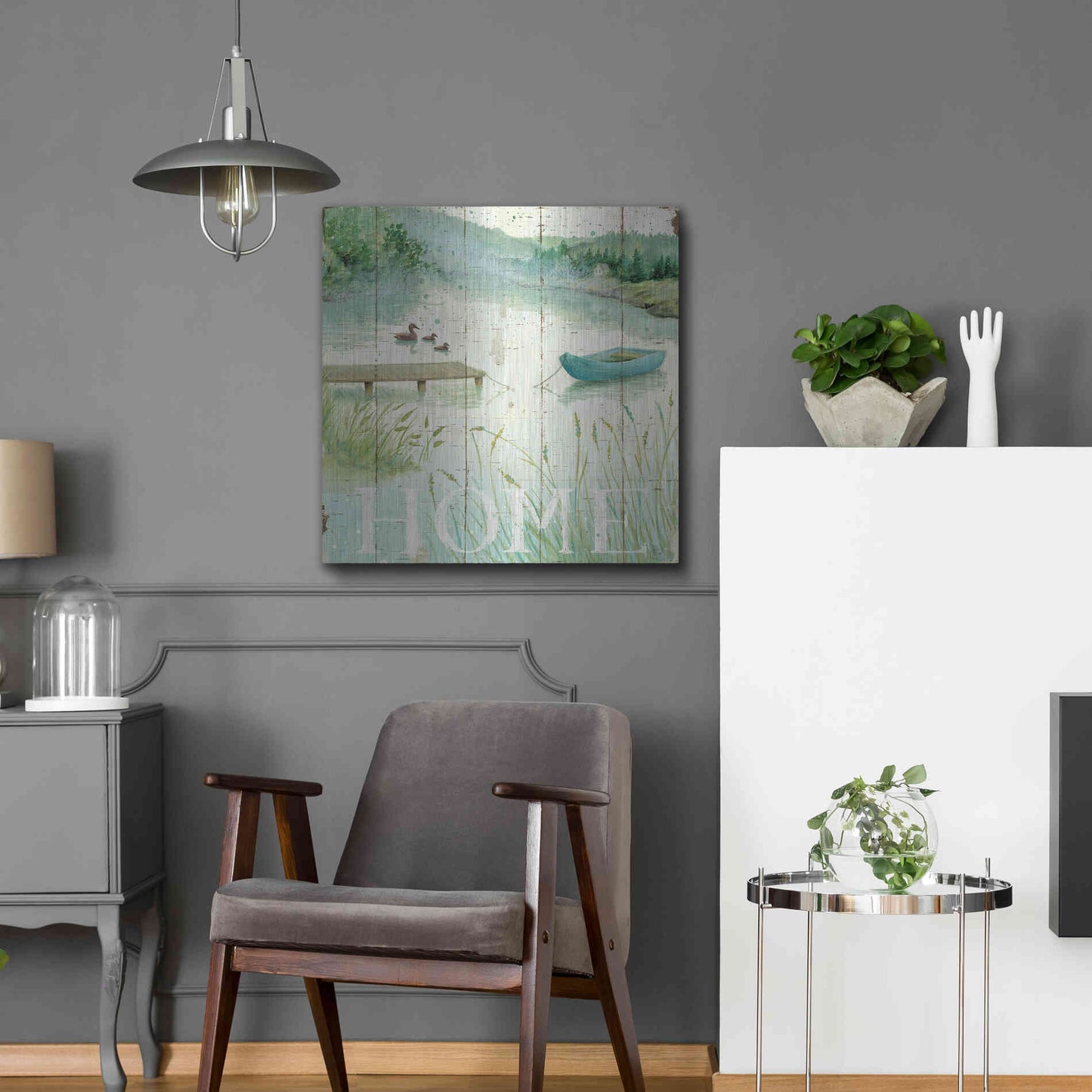 Luxe Metal Art 'Lakeside I' by Daphne Brissonet, Metal Wall Art,24x24