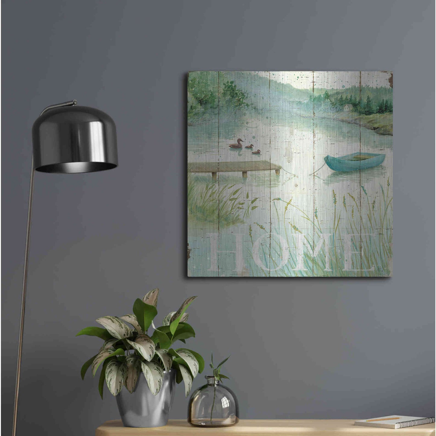Luxe Metal Art 'Lakeside I' by Daphne Brissonet, Metal Wall Art,24x24