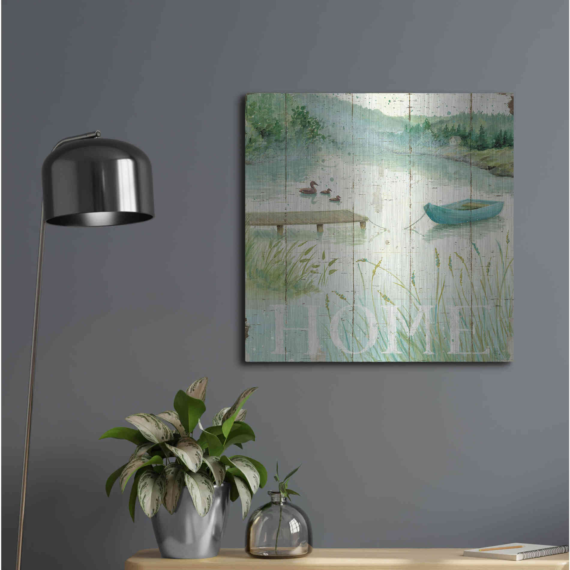 Luxe Metal Art 'Lakeside I' by Daphne Brissonet, Metal Wall Art,24x24
