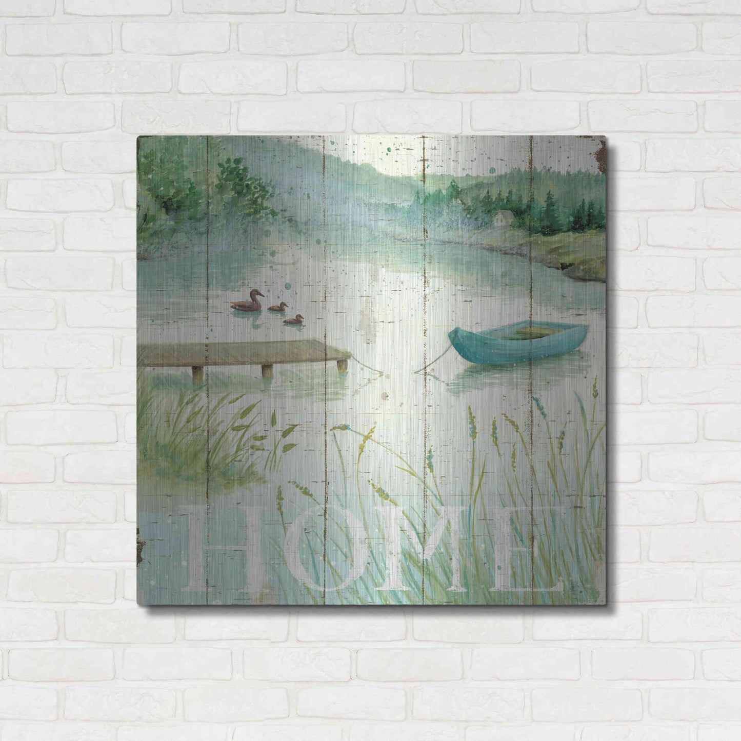 Luxe Metal Art 'Lakeside I' by Daphne Brissonet, Metal Wall Art,36x36