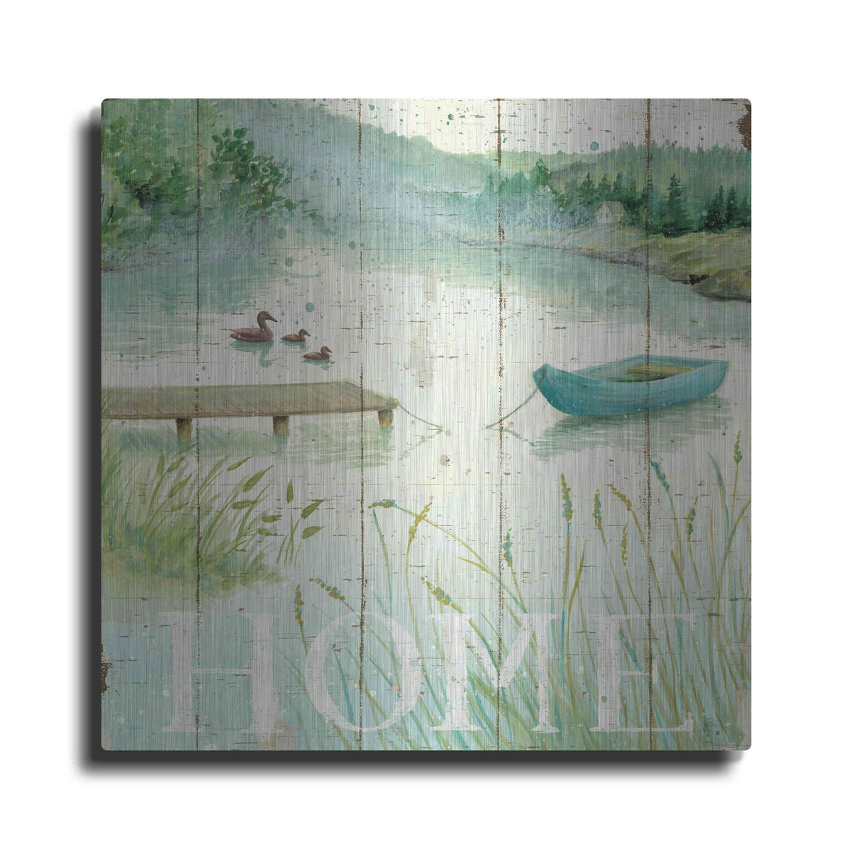 Luxe Metal Art 'Lakeside I' by Daphne Brissonet, Metal Wall Art