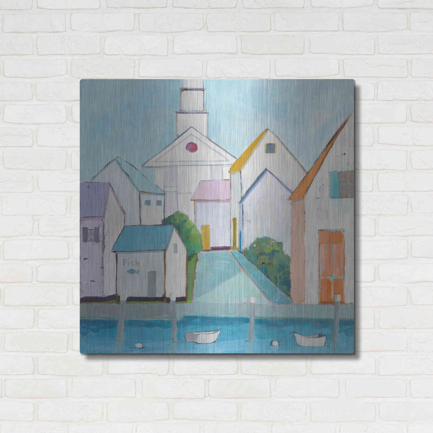 Luxe Metal Art 'Harbor Town III' by Phyllis Adams, Metal Wall Art,36x36