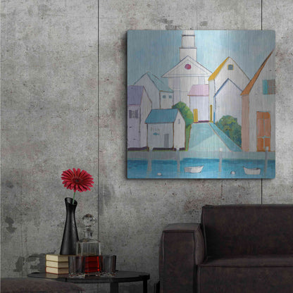 Luxe Metal Art 'Harbor Town III' by Phyllis Adams, Metal Wall Art,36x36