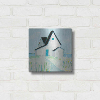 Luxe Metal Art 'Cottage' by the Sea' by Phyllis Adams, Metal Wall Art,12x12