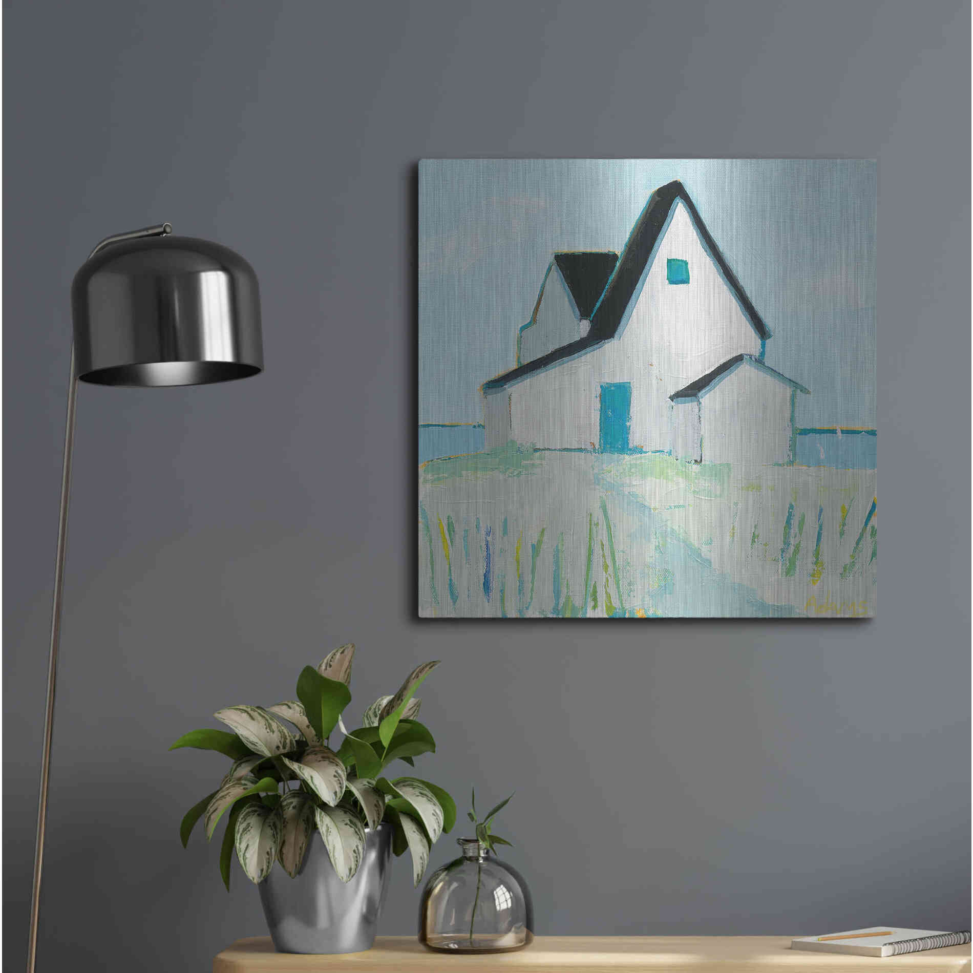 Luxe Metal Art 'Cottage' by the Sea' by Phyllis Adams, Metal Wall Art,24x24