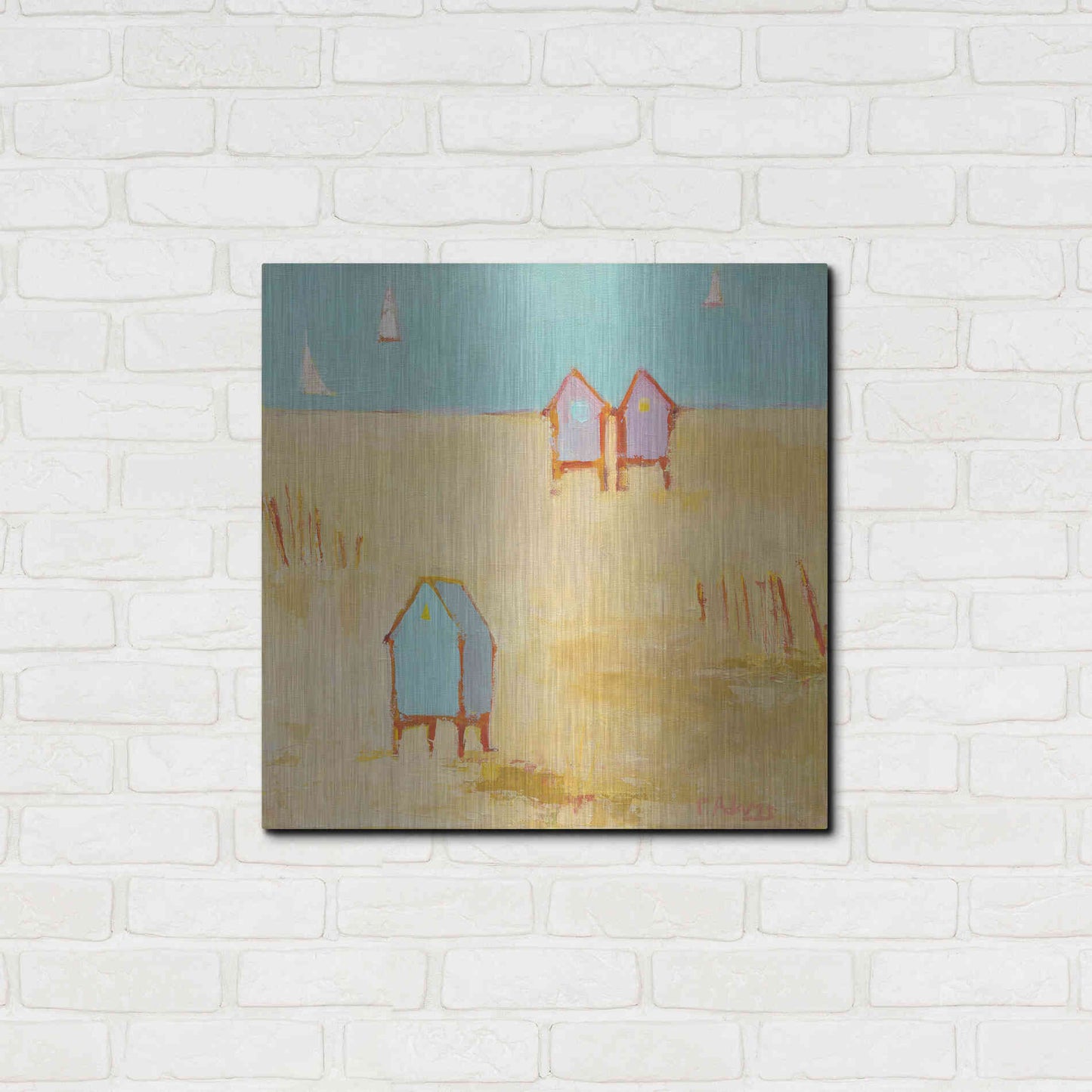 Luxe Metal Art 'Cabanas' by Phyllis Adams, Metal Wall Art,24x24