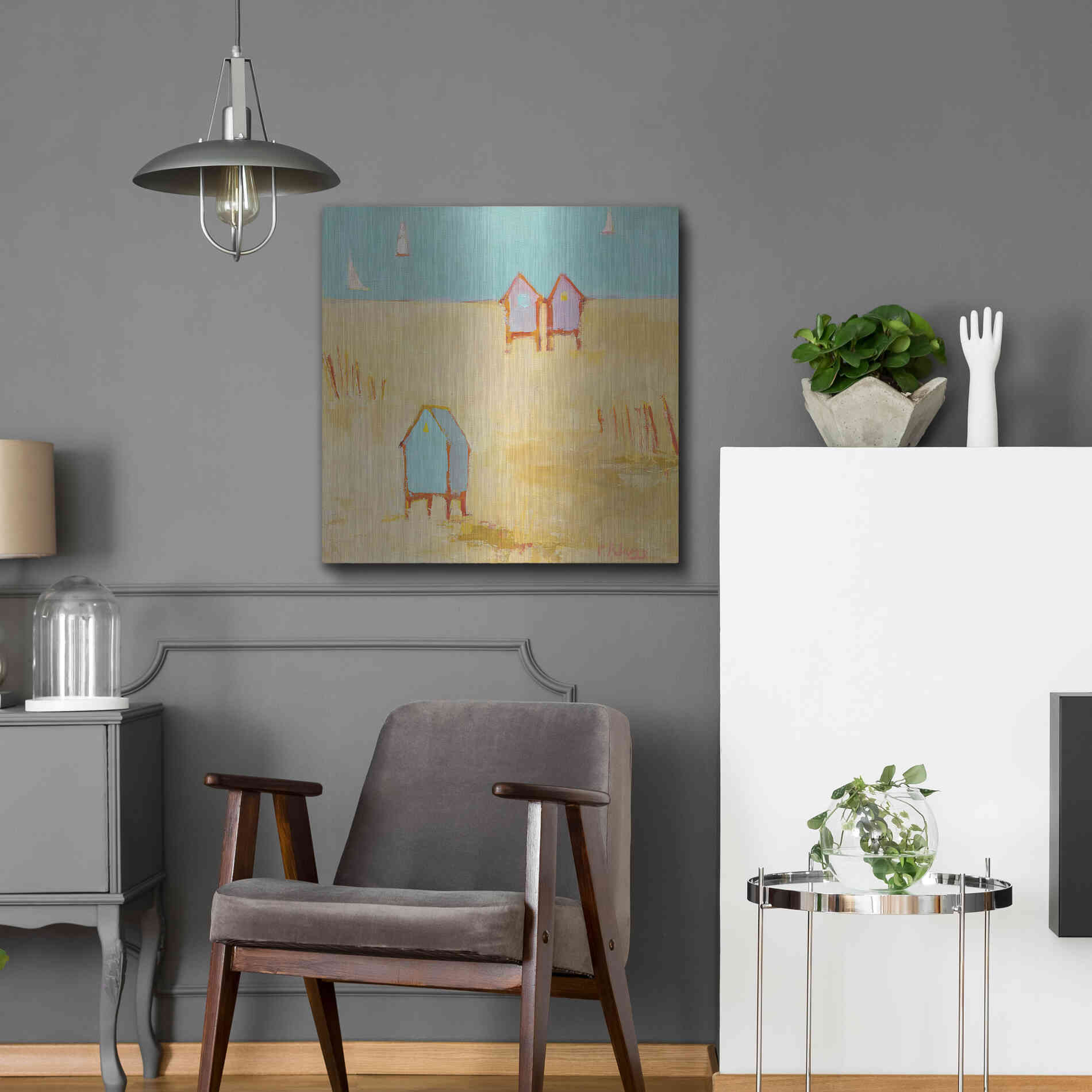 Luxe Metal Art 'Cabanas' by Phyllis Adams, Metal Wall Art,24x24