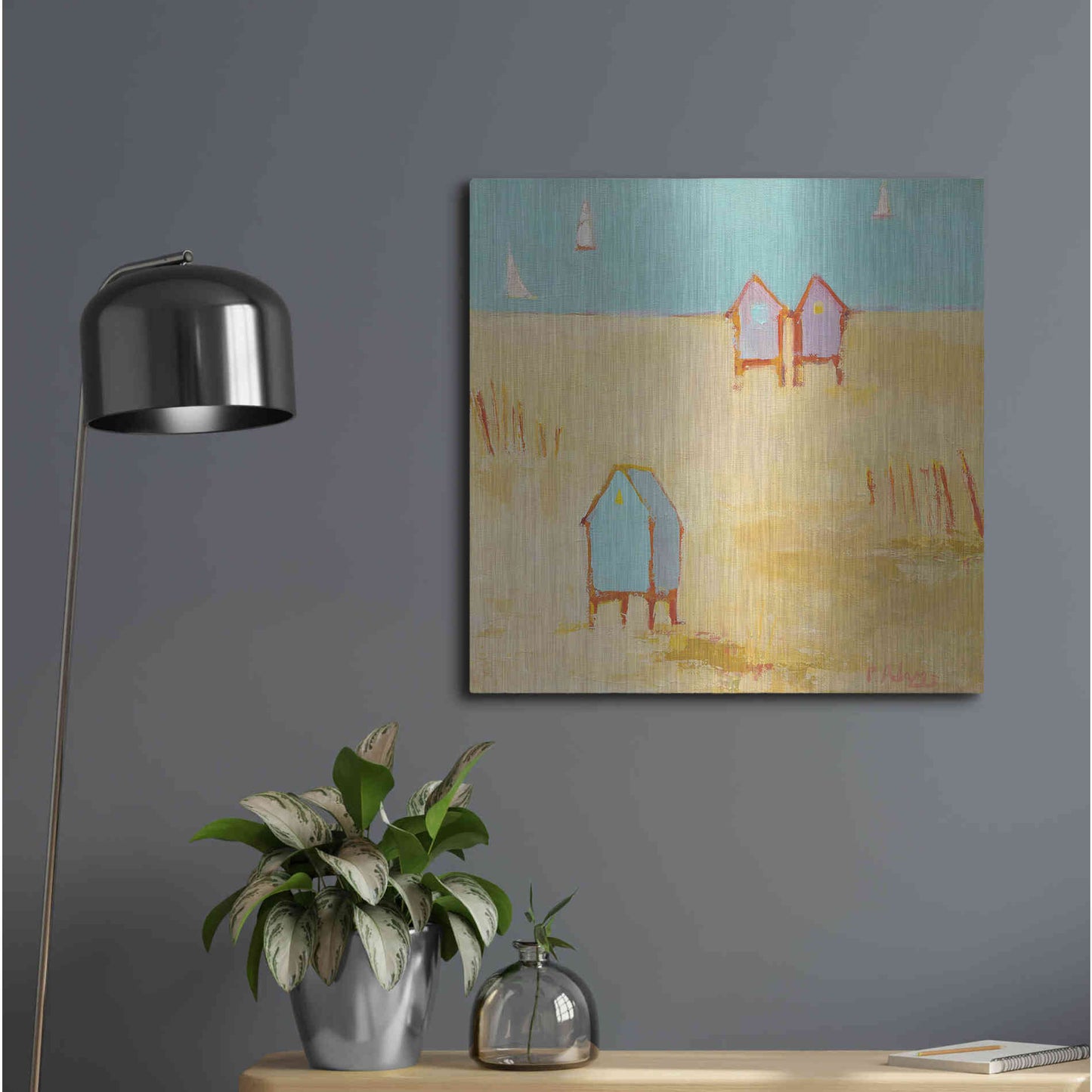 Luxe Metal Art 'Cabanas' by Phyllis Adams, Metal Wall Art,24x24