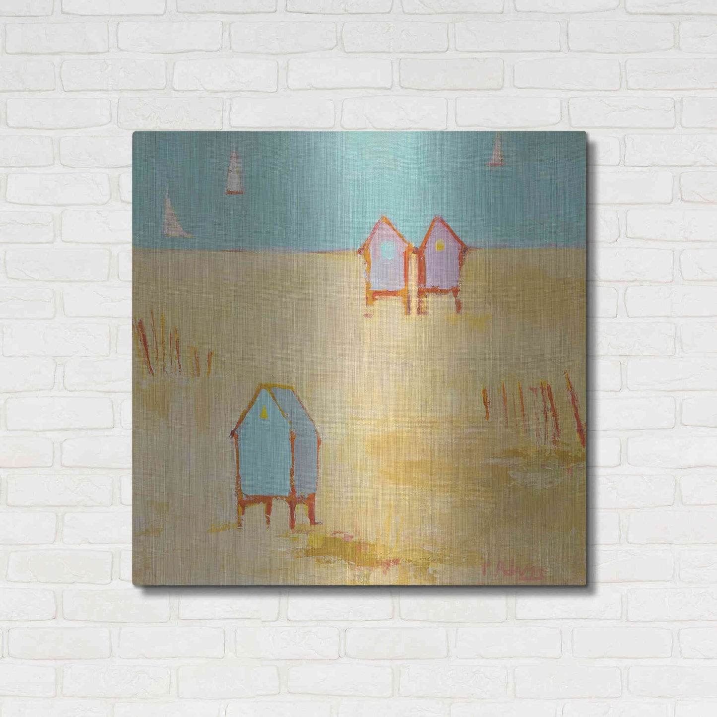 Luxe Metal Art 'Cabanas' by Phyllis Adams, Metal Wall Art,36x36