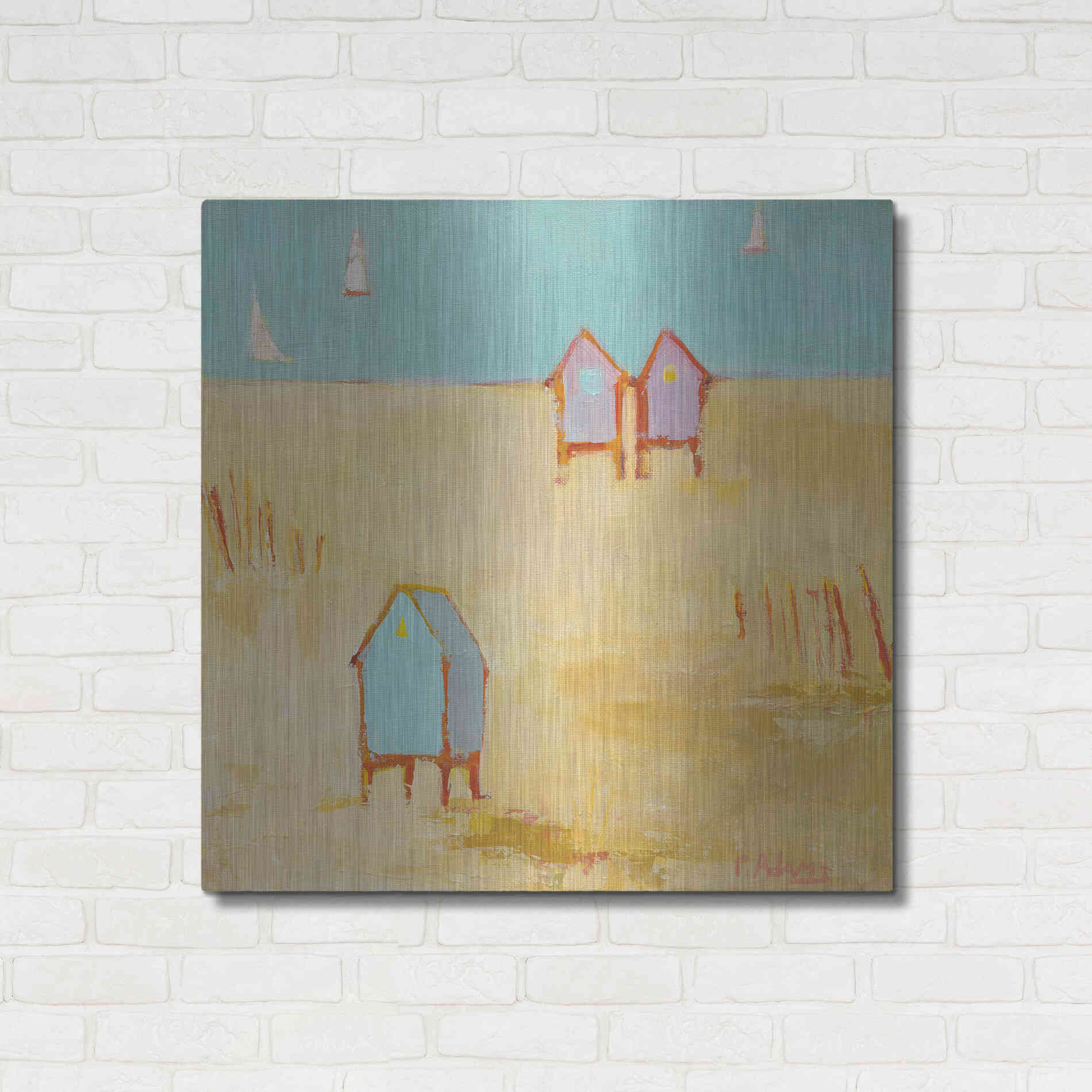 Luxe Metal Art 'Cabanas' by Phyllis Adams, Metal Wall Art,36x36