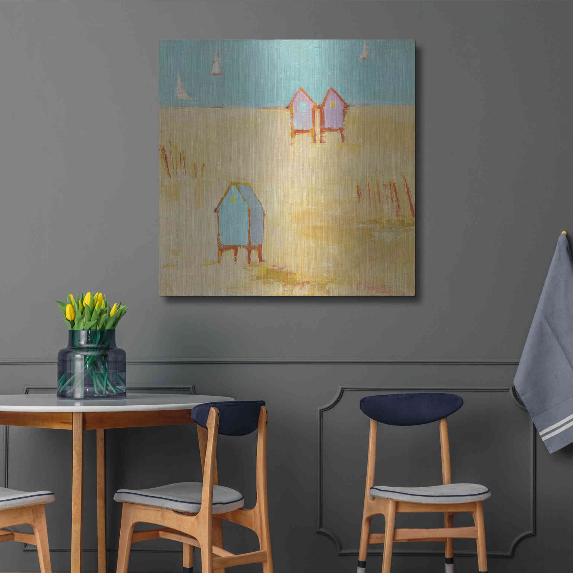 Luxe Metal Art 'Cabanas' by Phyllis Adams, Metal Wall Art,36x36