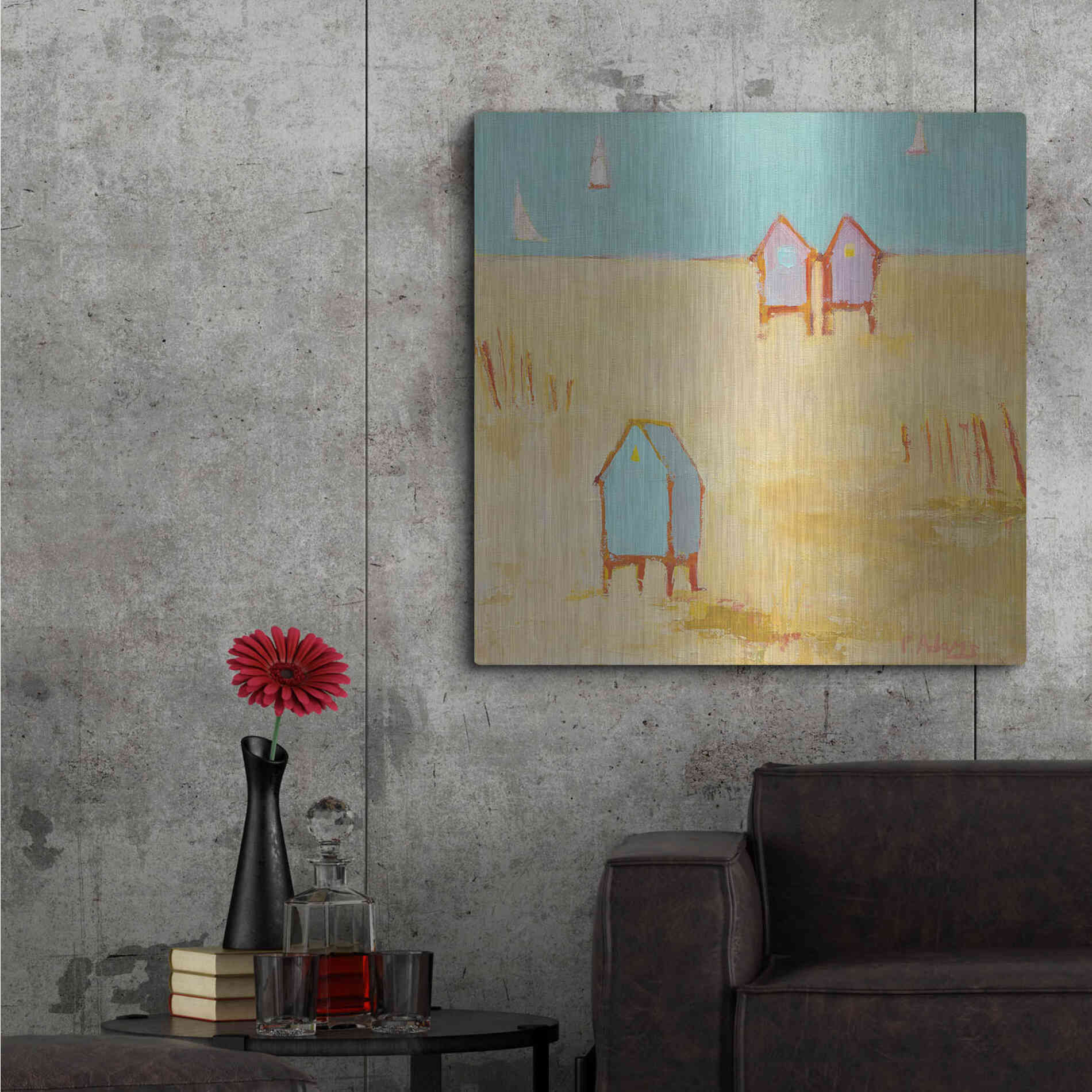 Luxe Metal Art 'Cabanas' by Phyllis Adams, Metal Wall Art,36x36