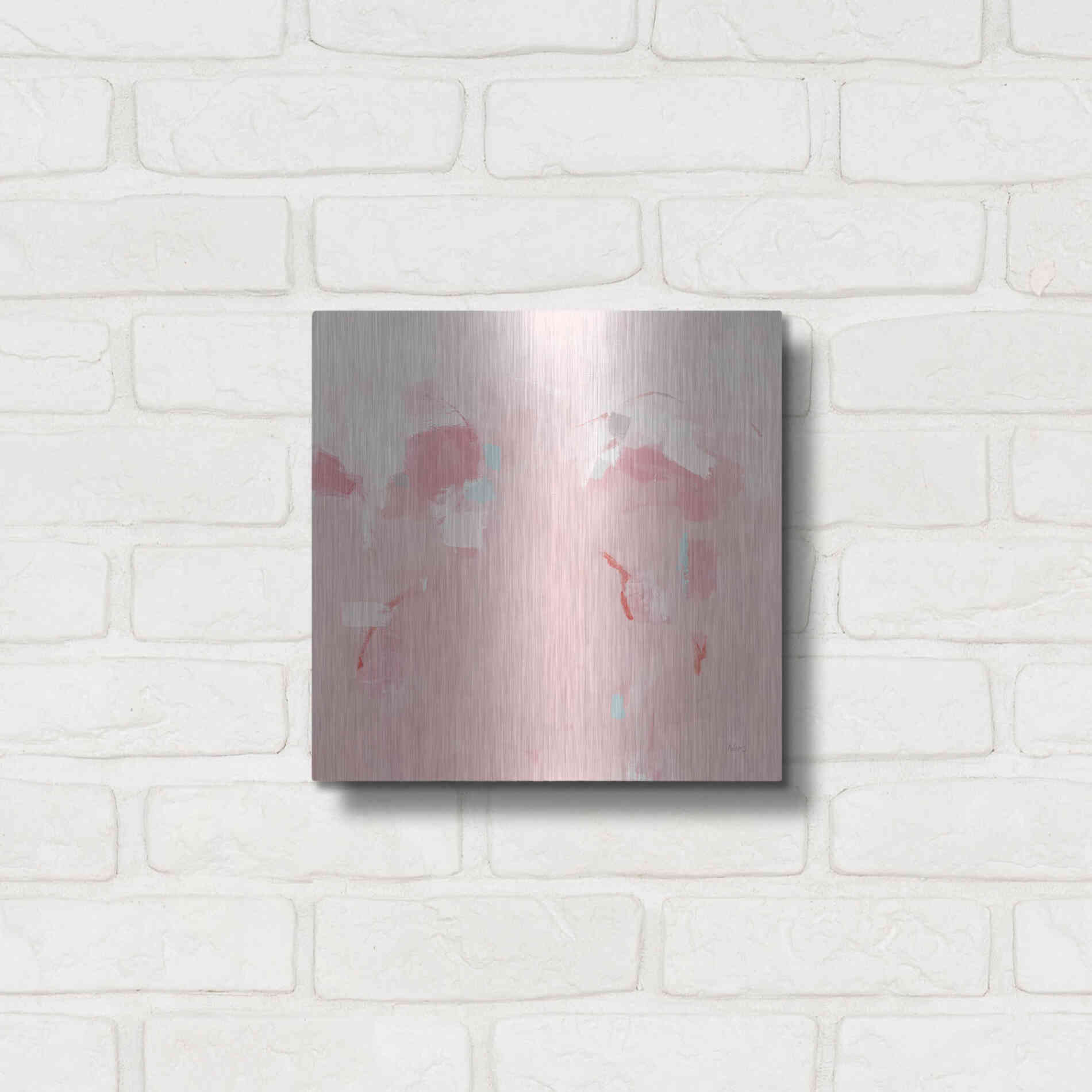 Luxe Metal Art 'Splash Pink' by Phyllis Adams, Metal Wall Art,12x12