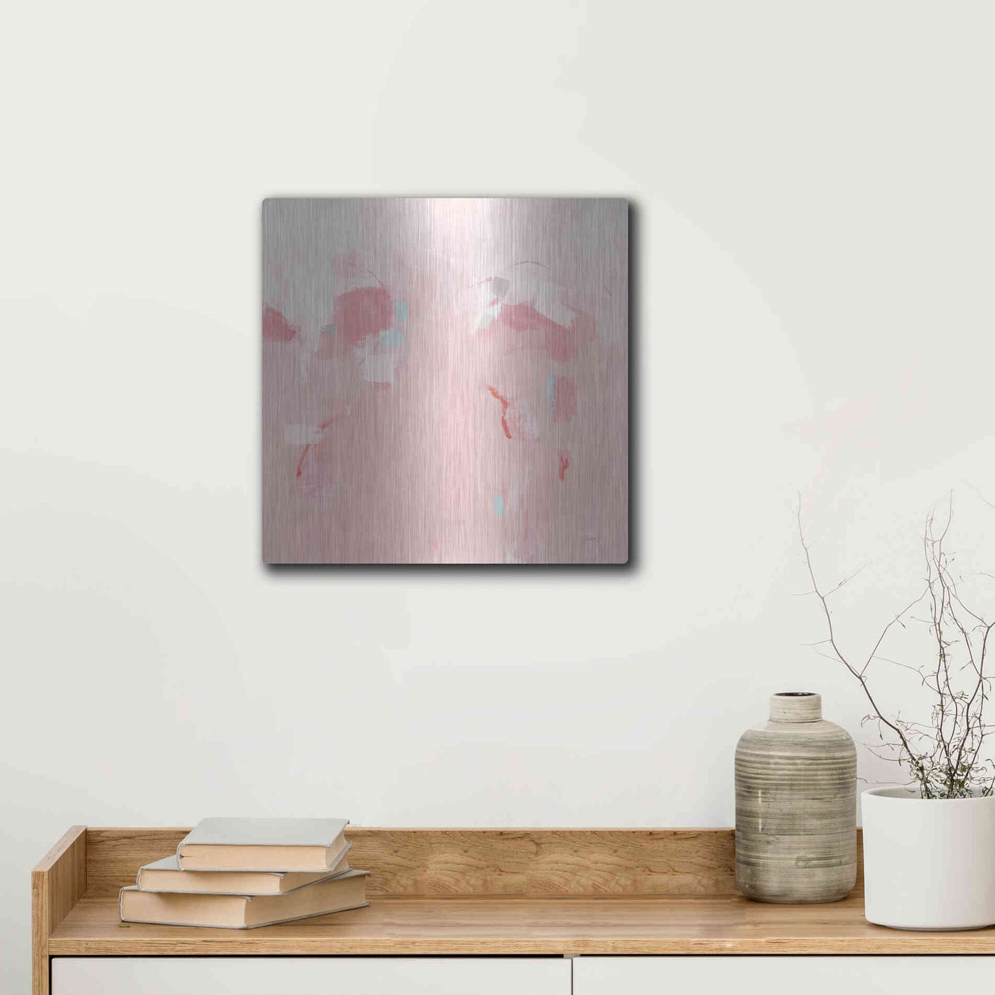 Luxe Metal Art 'Splash Pink' by Phyllis Adams, Metal Wall Art,12x12