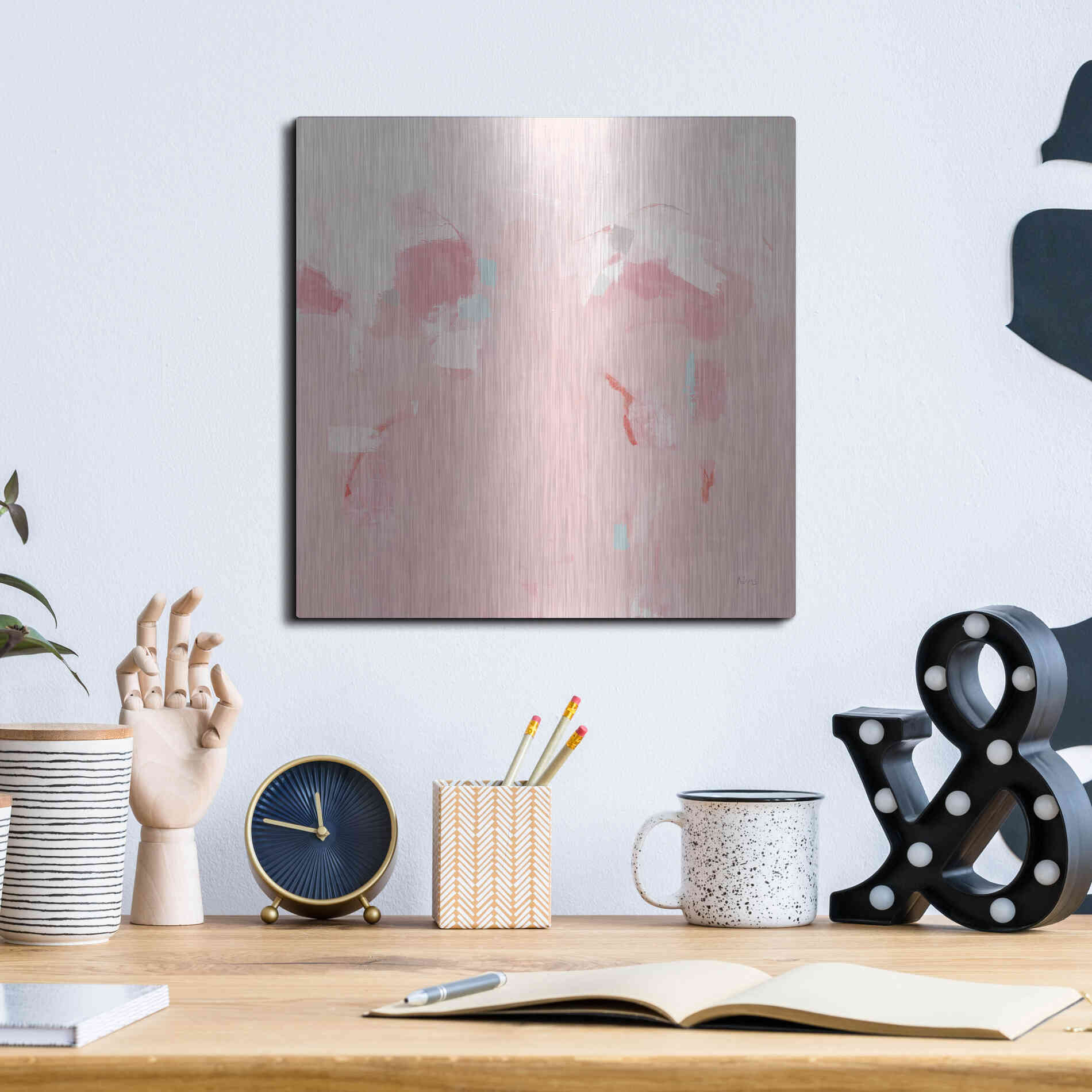 Luxe Metal Art 'Splash Pink' by Phyllis Adams, Metal Wall Art,12x12