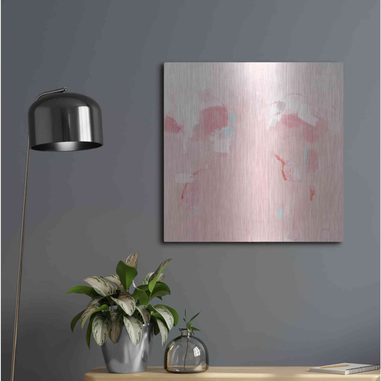 Luxe Metal Art 'Splash Pink' by Phyllis Adams, Metal Wall Art,24x24