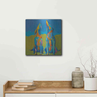 Luxe Metal Art 'Howling Hounds' by Phyllis Adams, Metal Wall Art,12x12