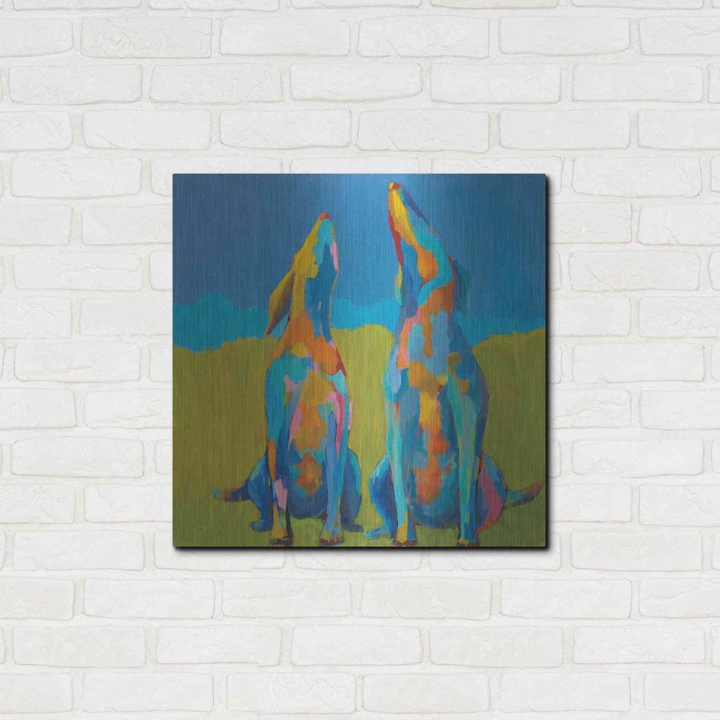 Luxe Metal Art 'Howling Hounds' by Phyllis Adams, Metal Wall Art,24x24