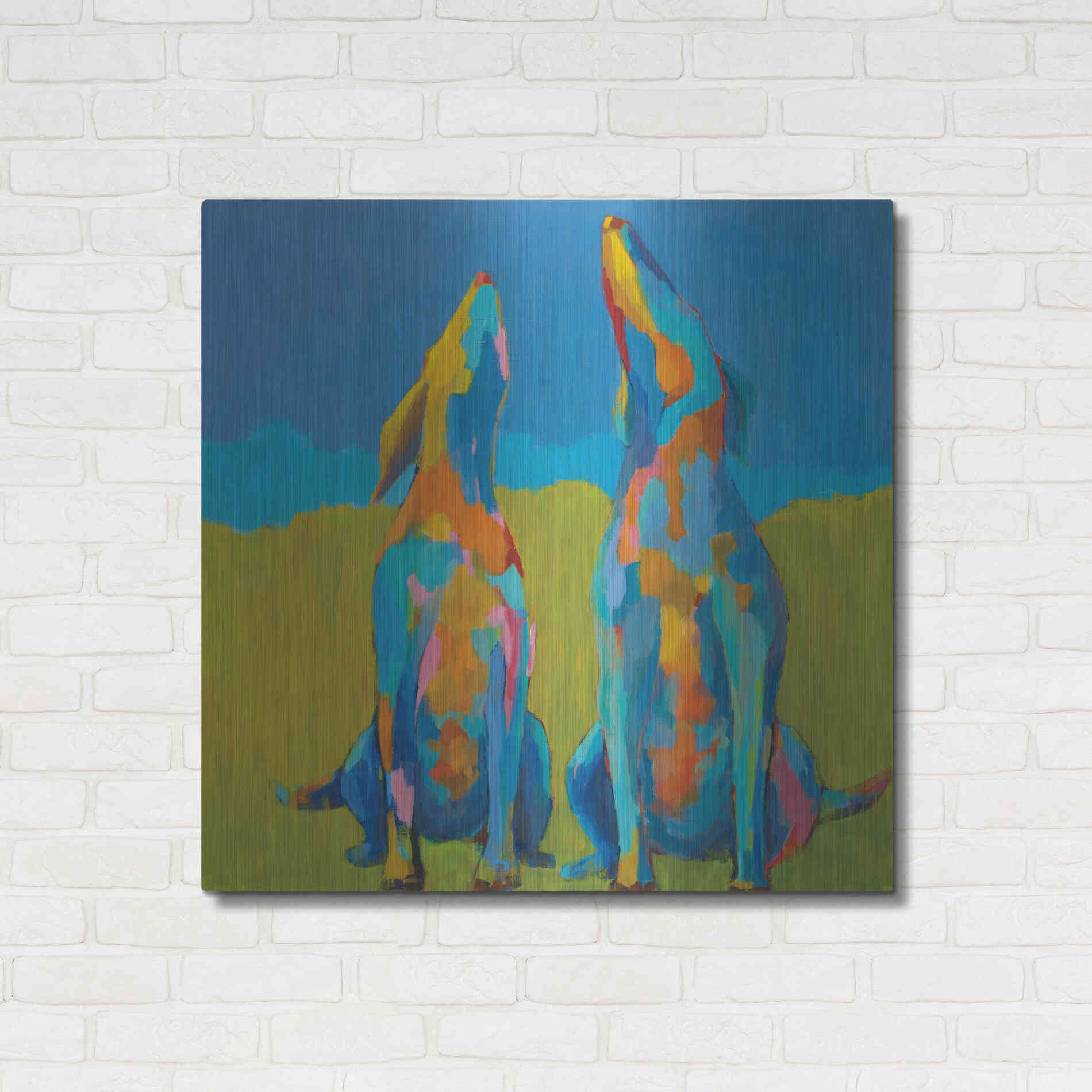 Luxe Metal Art 'Howling Hounds' by Phyllis Adams, Metal Wall Art,36x36