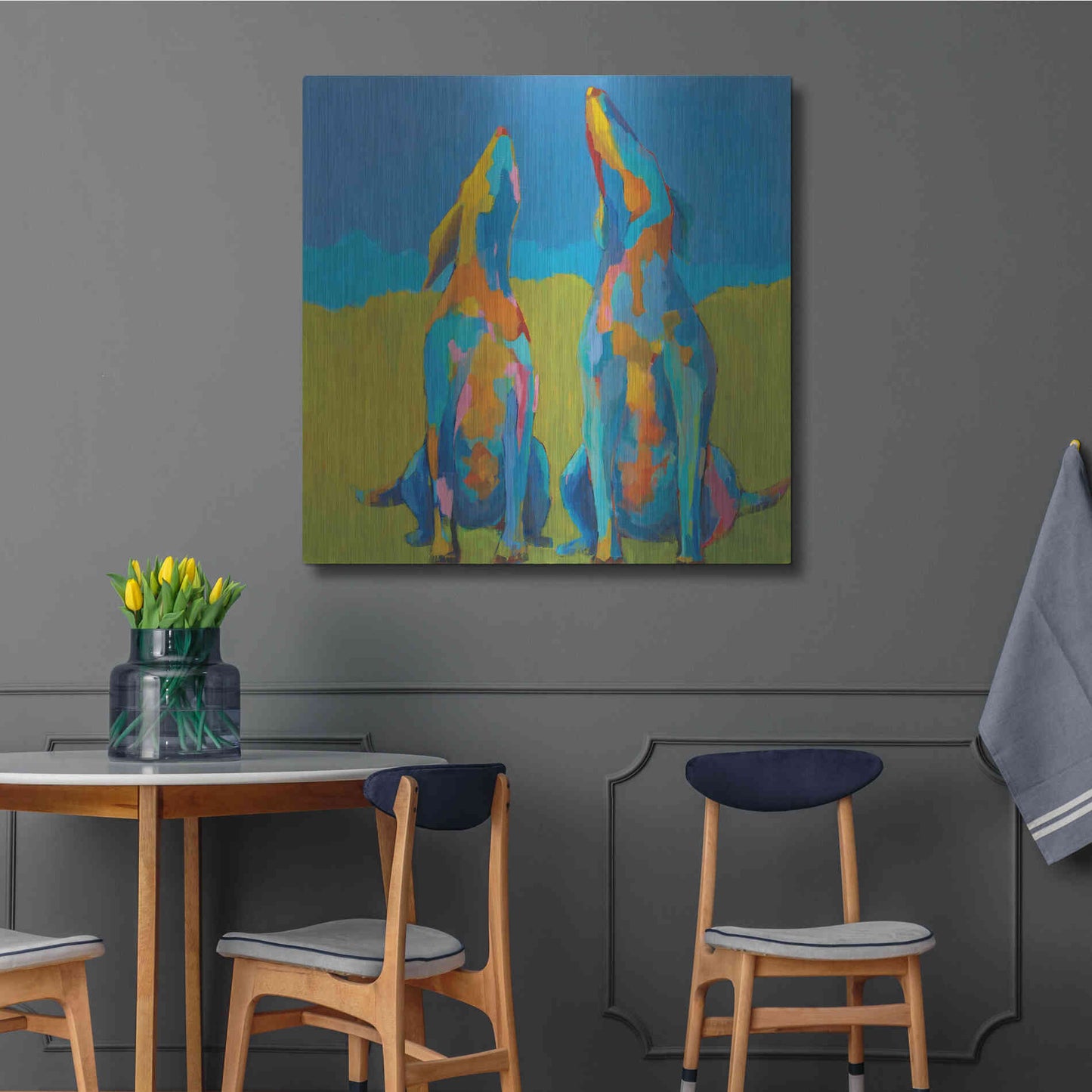 Luxe Metal Art 'Howling Hounds' by Phyllis Adams, Metal Wall Art,36x36