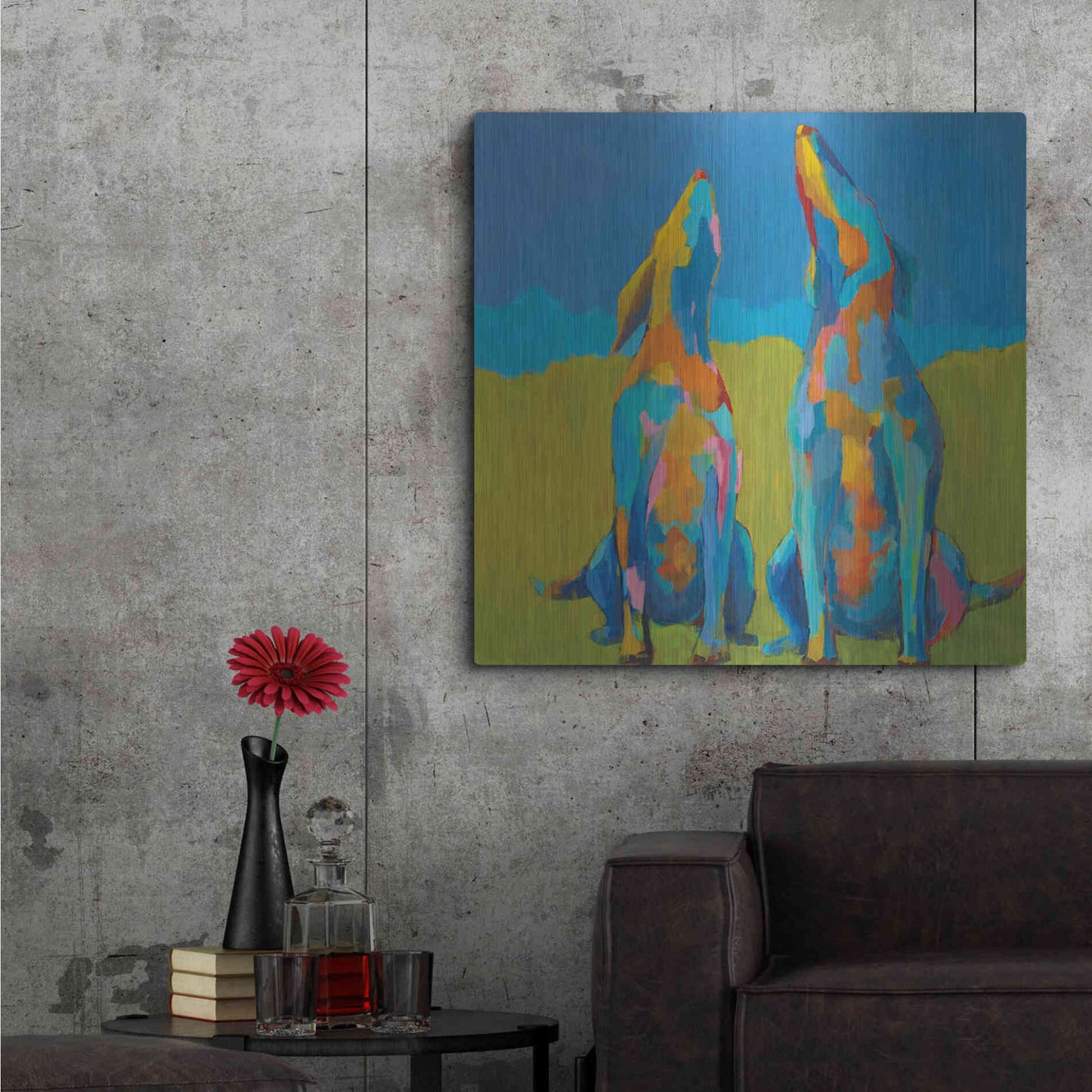 Luxe Metal Art 'Howling Hounds' by Phyllis Adams, Metal Wall Art,36x36