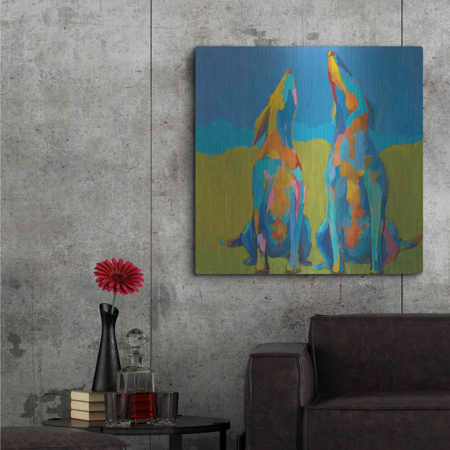 Luxe Metal Art 'Howling Hounds' by Phyllis Adams, Metal Wall Art,36x36