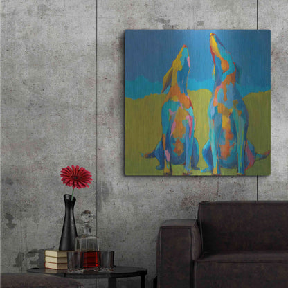 Luxe Metal Art 'Howling Hounds' by Phyllis Adams, Metal Wall Art,36x36