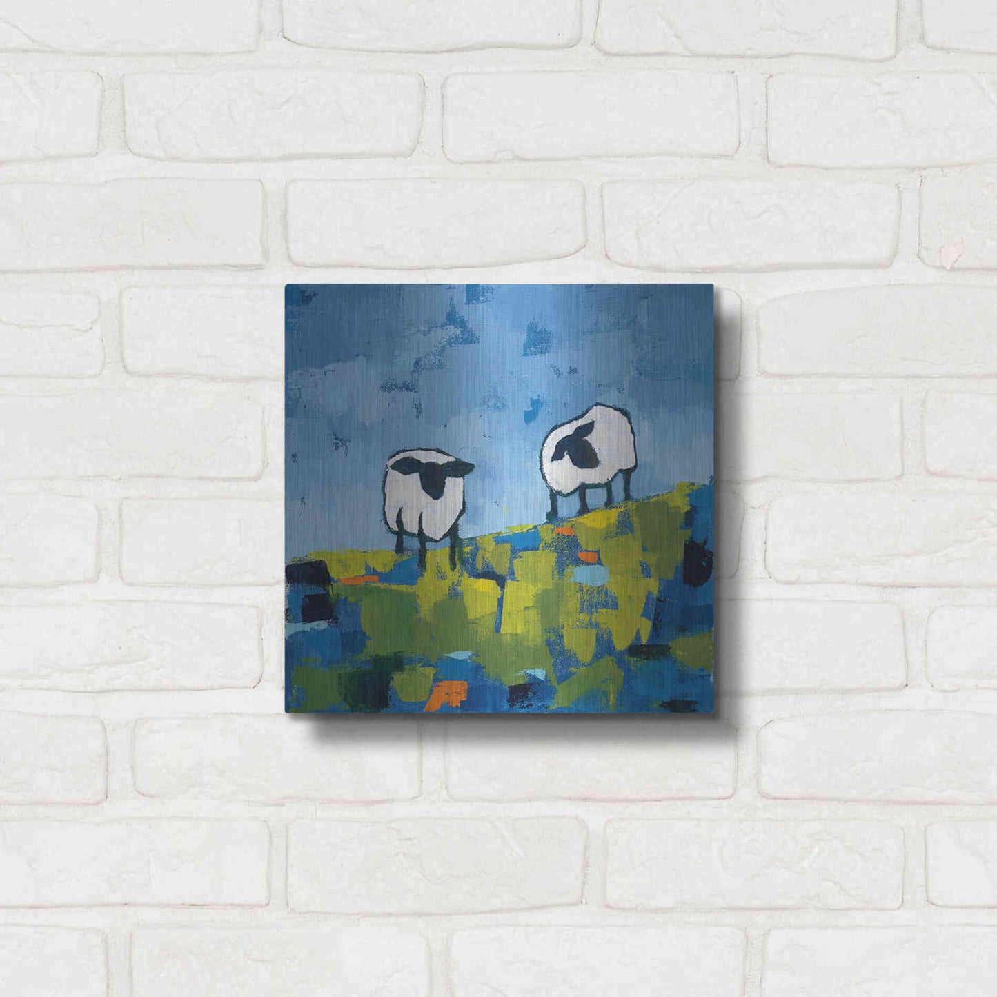 Luxe Metal Art 'Two Sheep' by Phyllis Adams, Metal Wall Art,12x12