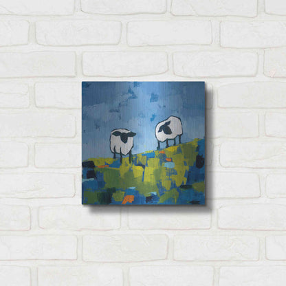 Luxe Metal Art 'Two Sheep' by Phyllis Adams, Metal Wall Art,12x12