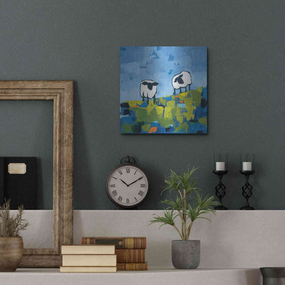 Luxe Metal Art 'Two Sheep' by Phyllis Adams, Metal Wall Art,12x12