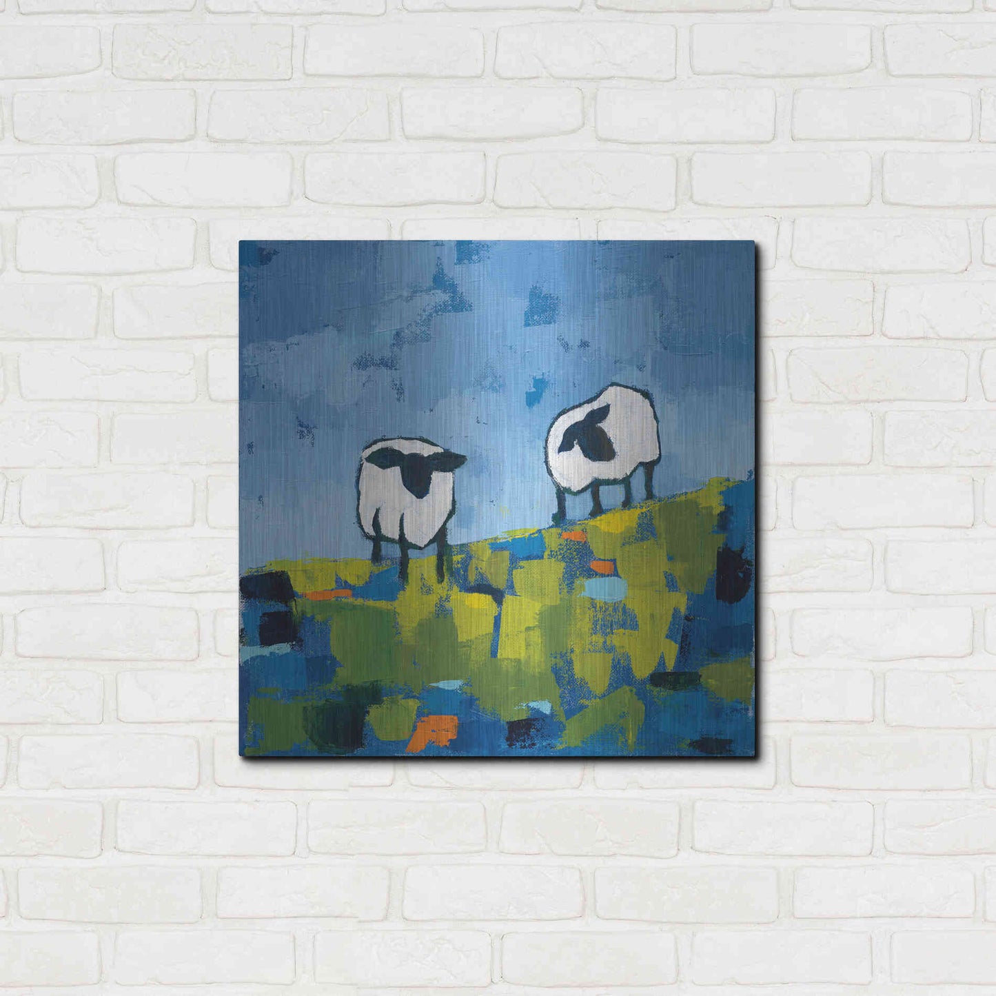 Luxe Metal Art 'Two Sheep' by Phyllis Adams, Metal Wall Art,24x24