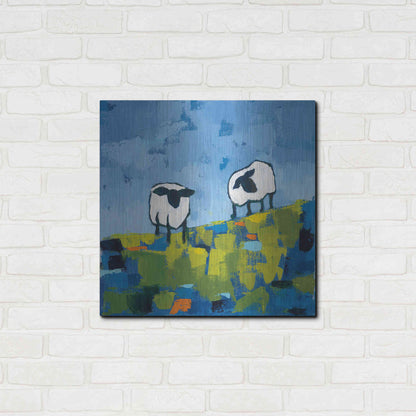 Luxe Metal Art 'Two Sheep' by Phyllis Adams, Metal Wall Art,24x24