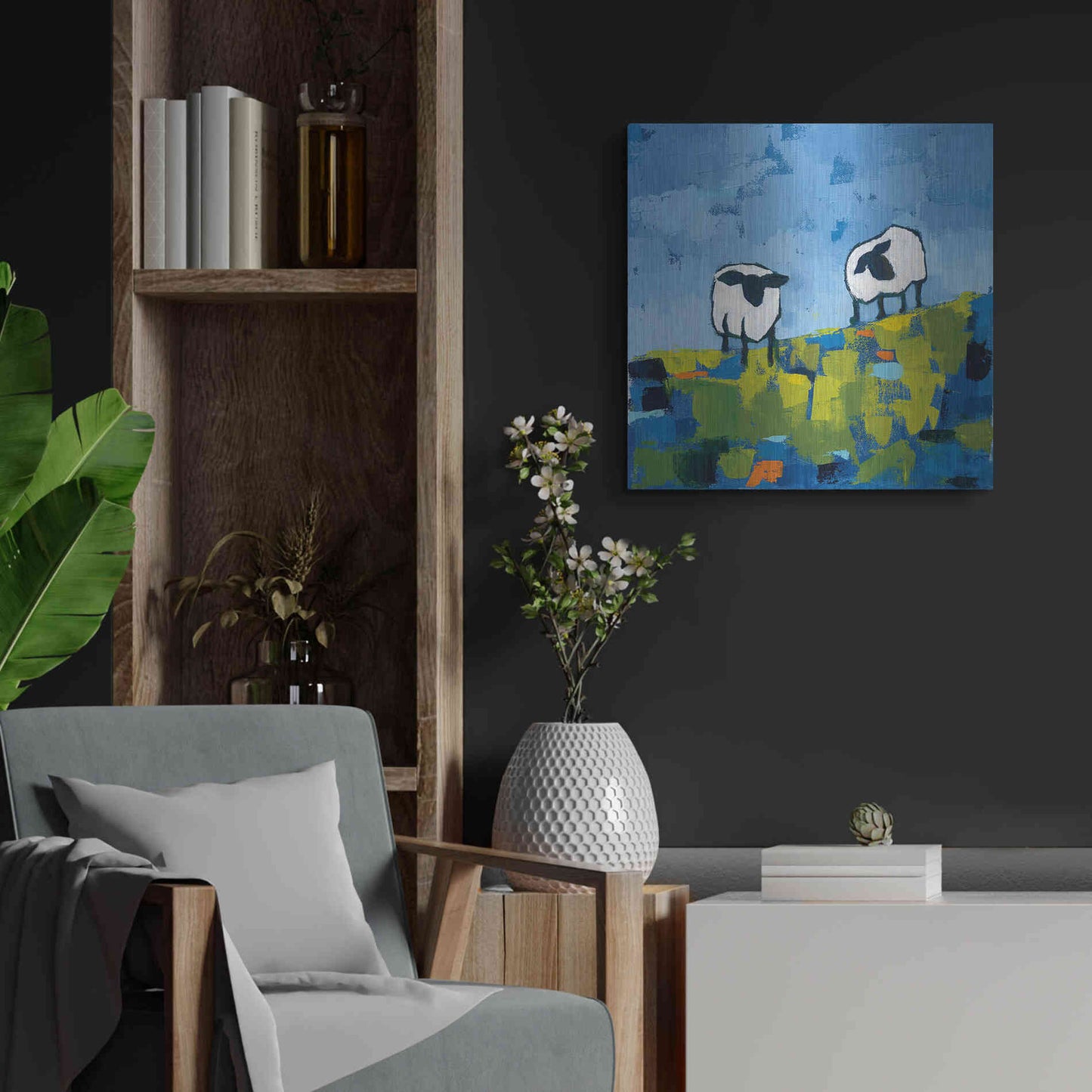 Luxe Metal Art 'Two Sheep' by Phyllis Adams, Metal Wall Art,24x24