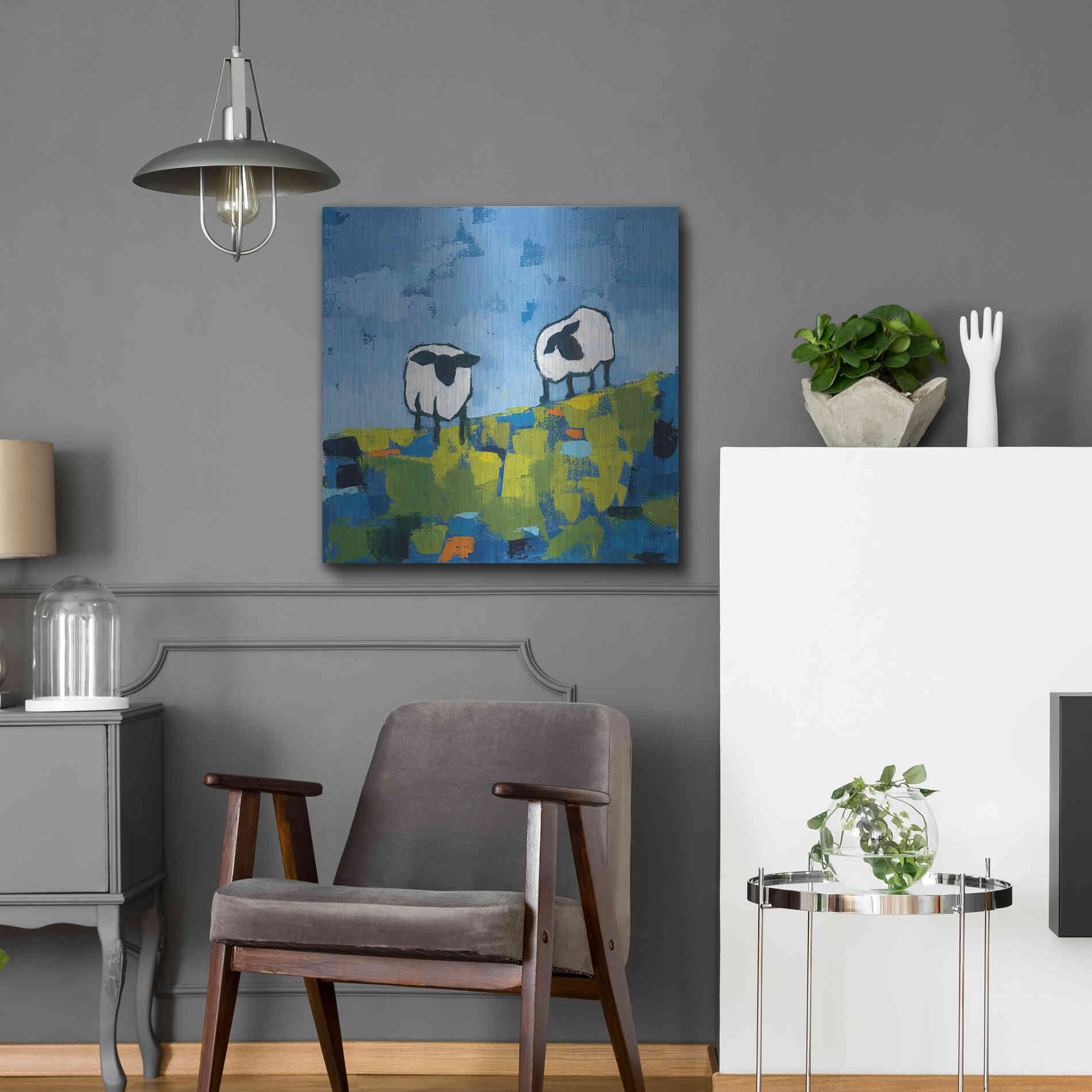 Luxe Metal Art 'Two Sheep' by Phyllis Adams, Metal Wall Art,24x24