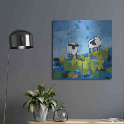 Luxe Metal Art 'Two Sheep' by Phyllis Adams, Metal Wall Art,24x24