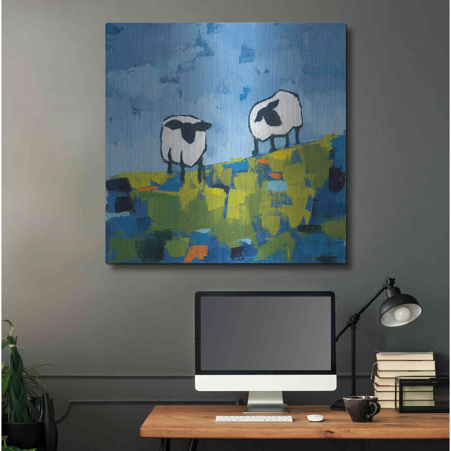 Luxe Metal Art 'Two Sheep' by Phyllis Adams, Metal Wall Art,36x36