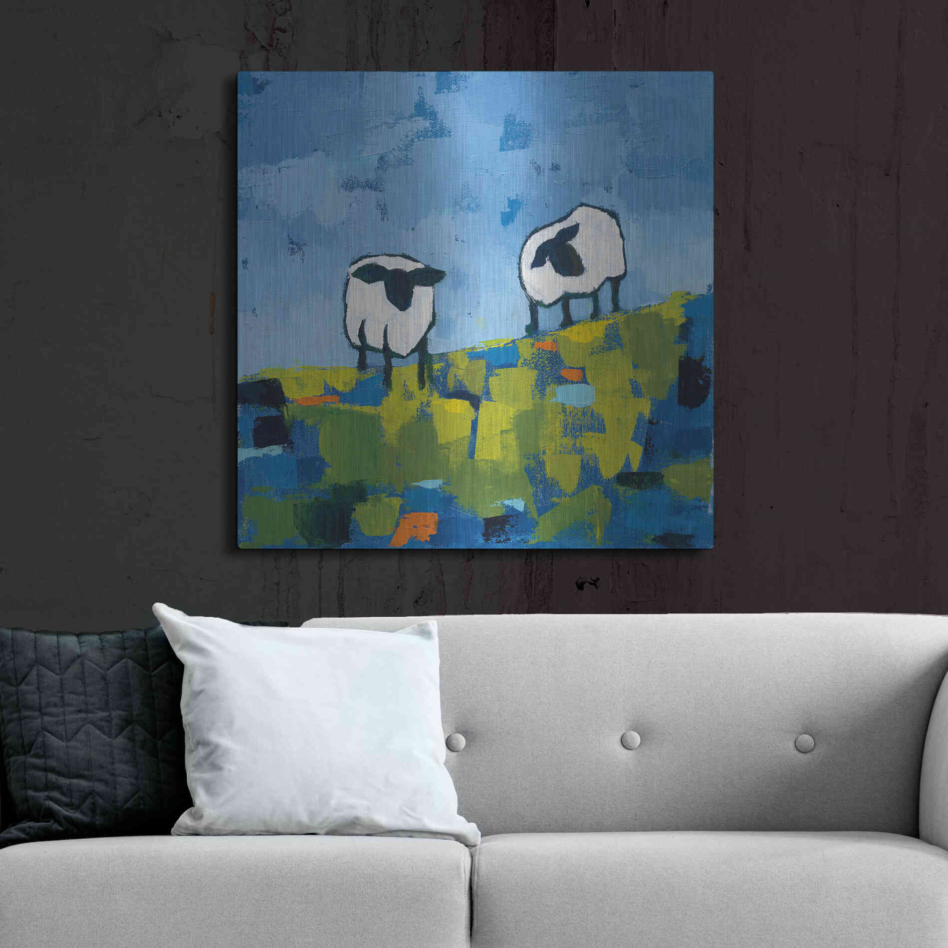 Luxe Metal Art 'Two Sheep' by Phyllis Adams, Metal Wall Art,36x36