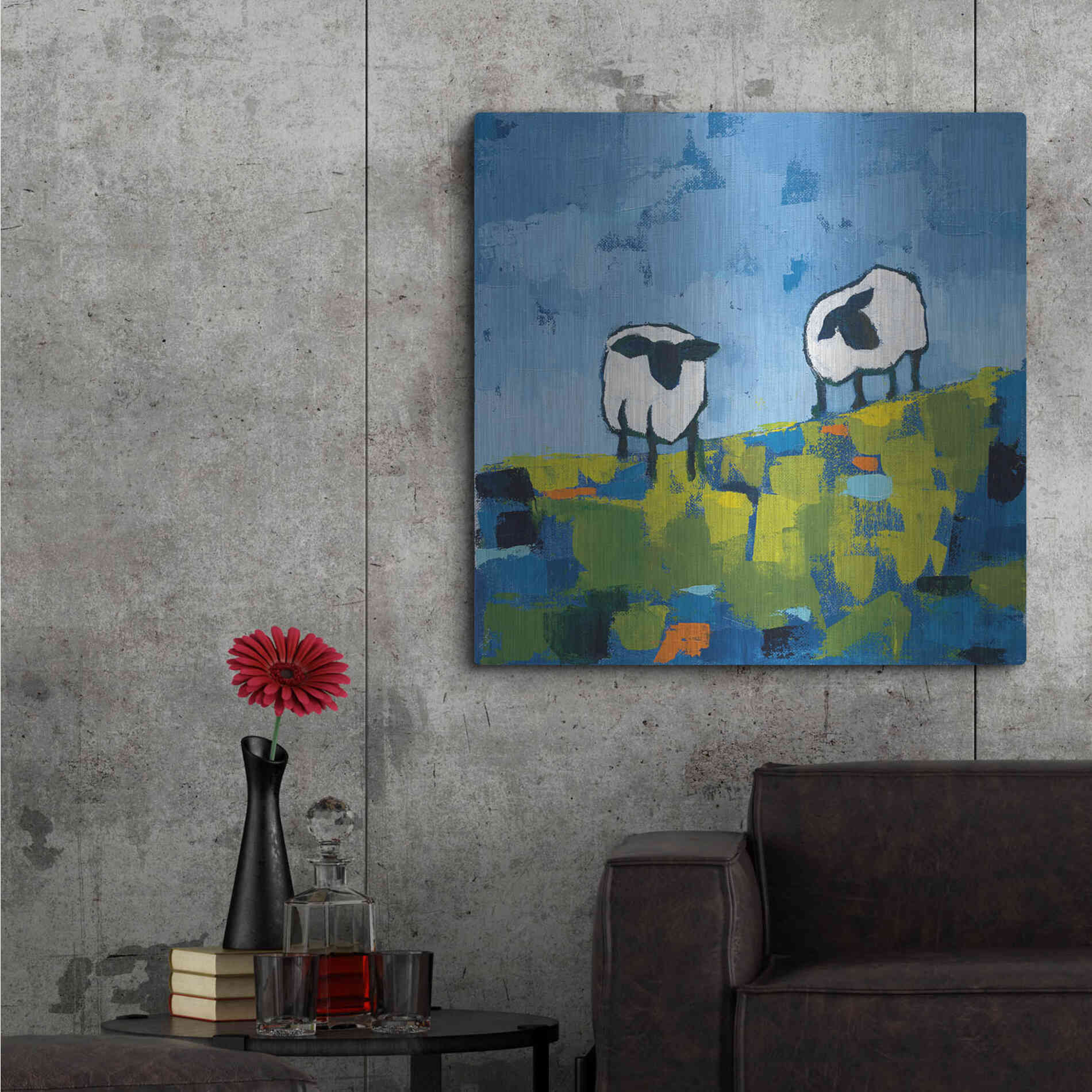 Luxe Metal Art 'Two Sheep' by Phyllis Adams, Metal Wall Art,36x36