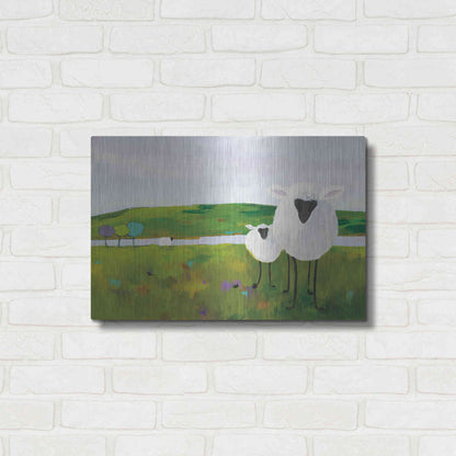 Luxe Metal Art 'Sheep in the Meadow' by Phyllis Adams, Metal Wall Art,24x16