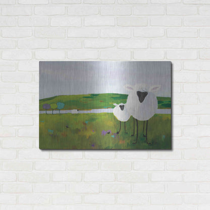 Luxe Metal Art 'Sheep in the Meadow' by Phyllis Adams, Metal Wall Art,36x24