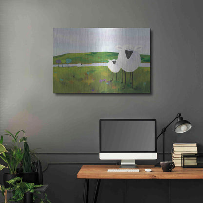 Luxe Metal Art 'Sheep in the Meadow' by Phyllis Adams, Metal Wall Art,36x24