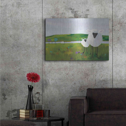 Luxe Metal Art 'Sheep in the Meadow' by Phyllis Adams, Metal Wall Art,36x24