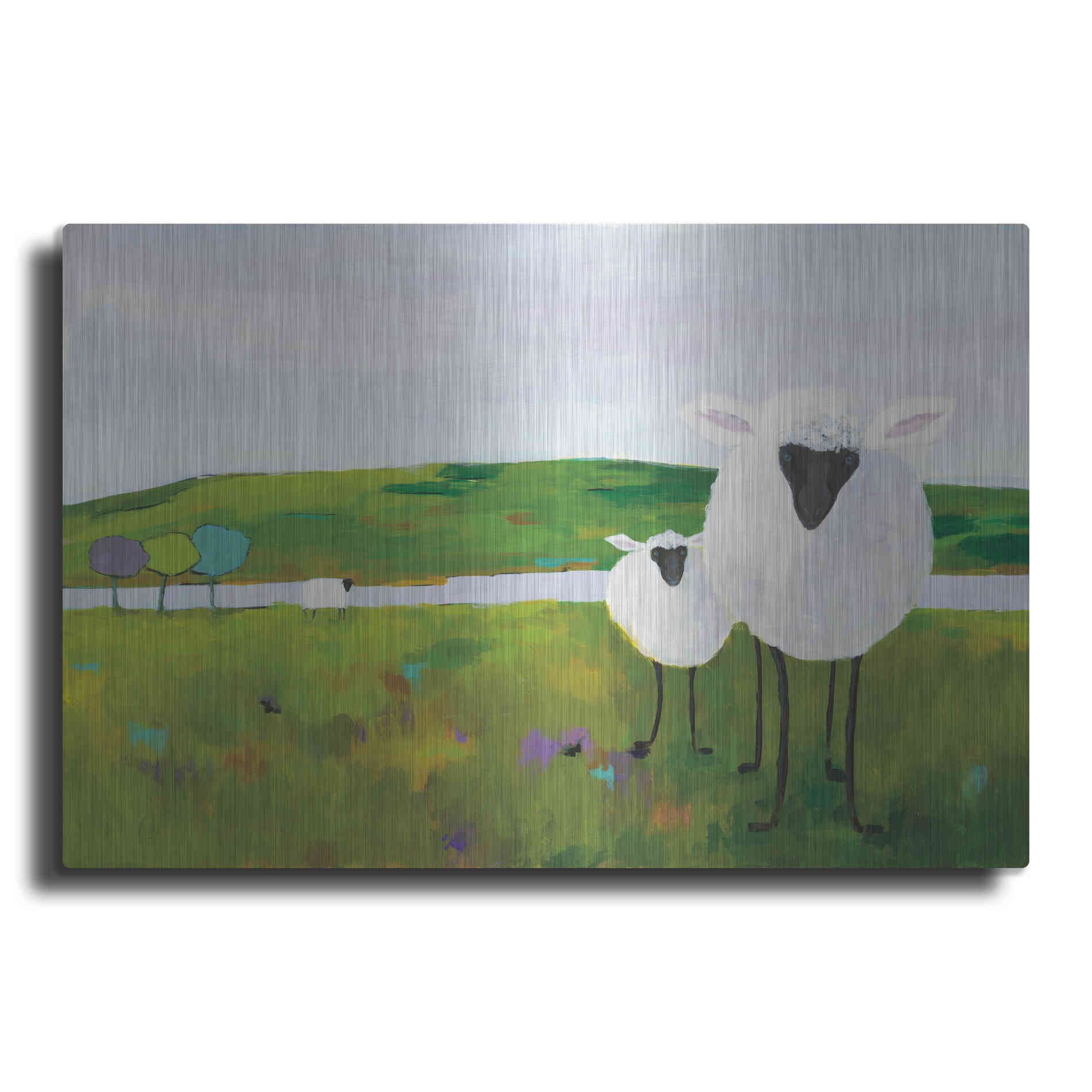 Luxe Metal Art 'Sheep in the Meadow' by Phyllis Adams, Metal Wall Art