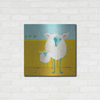 Luxe Metal Art 'Mama and Baby Sheep' by Phyllis Adams, Metal Wall Art,24x24