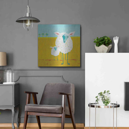 Luxe Metal Art 'Mama and Baby Sheep' by Phyllis Adams, Metal Wall Art,24x24