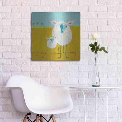 Luxe Metal Art 'Mama and Baby Sheep' by Phyllis Adams, Metal Wall Art,24x24