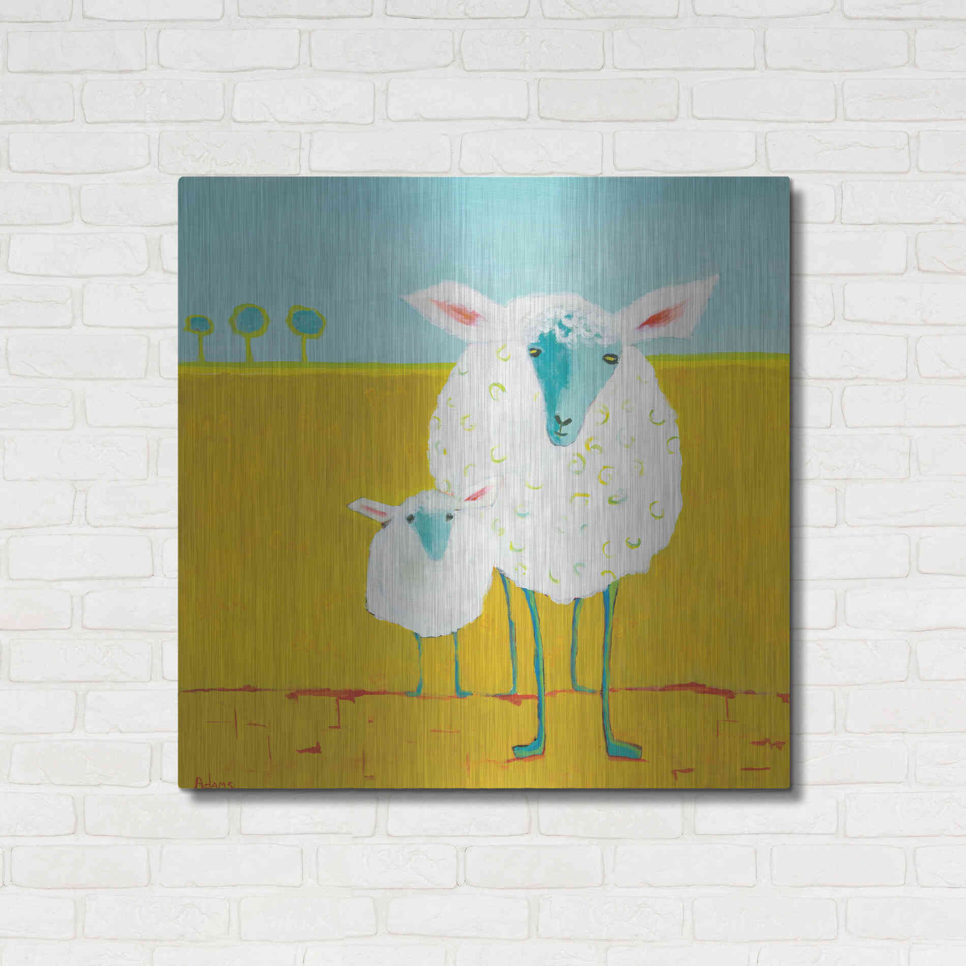 Luxe Metal Art 'Mama and Baby Sheep' by Phyllis Adams, Metal Wall Art,36x36