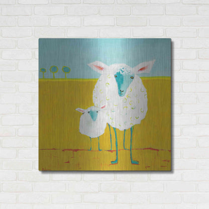 Luxe Metal Art 'Mama and Baby Sheep' by Phyllis Adams, Metal Wall Art,36x36